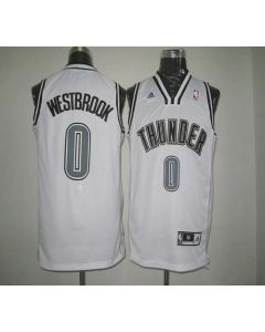 Thunder #0 Russell Westbrook White on White Stitched NBA Jersey