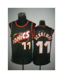 Thunder #11 Detlef Schrempf Green SuperSonics Throwback Stitched NBA Jersey