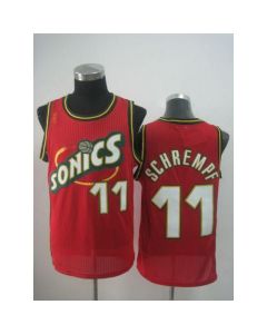 Thunder #11 Detlef Schrempf Red SuperSonics Throwback Stitched NBA Jersey