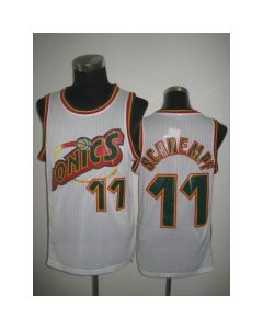 Thunder #11 Detlef Schrempf White SuperSonics Throwback Stitched NBA Jersey
