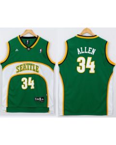 Thunder #34 Ray Allen Green Seattle SuperSonics Style Stitched NBA Jersey