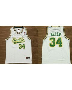 Thunder #34 Ray Allen White Throwback Stitched NBA Jersey