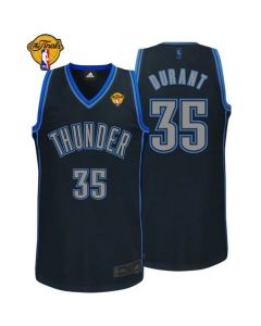 Thunder #35 Kevin Durant Black Graystone Fashion With Finals Patch Stitched NBA Jersey