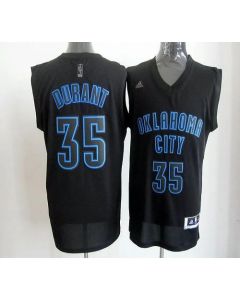 Thunder #35 Kevin Durant Black on Black Stitched NBA Jersey