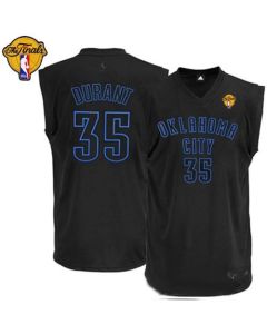 Thunder #35 Kevin Durant Black on Black With Finals Patch Stitched NBA Jersey