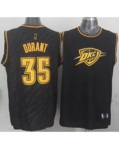 Thunder #35 Kevin Durant Black Precious Metals Fashion Stitched NBA Jersey