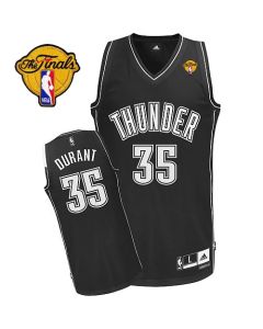 Thunder #35 Kevin Durant Black Shadow With Finals Patch Stitched NBA Jersey