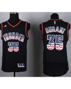 Thunder #35 Kevin Durant Black USA Flag Fashion Stitched NBA Jersey