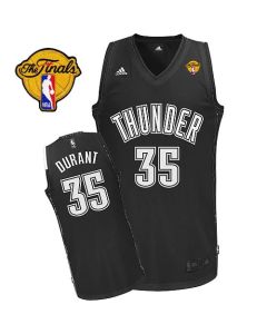 Thunder #35 Kevin Durant Black/White Finals Patch Stitched NBA Jersey