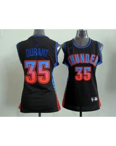 Thunder #35 Kevin Durant Black Women's Vibe Stitched NBA Jersey