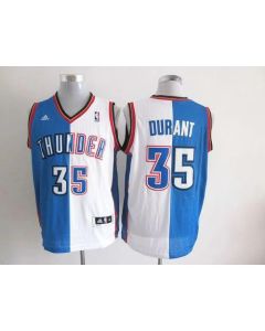 Thunder #35 Kevin Durant Blue/White Split Fashion Stitched NBA Jersey