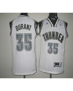 Thunder #35 Kevin Durant White on White Stitched NBA Jersey