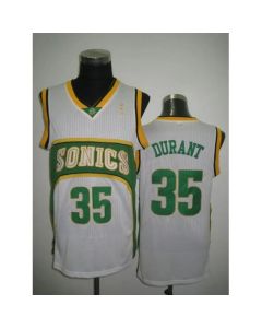 Thunder #35 Kevin Durant White Seattle SuperSonics Style Stitched NBA Jersey