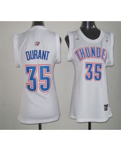 Thunder #35 Kevin Durant White Women Fashion Stitched NBA Jersey