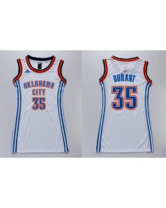 Thunder #35 Kevin Durant White Women's Dress Stitched NBA Jersey