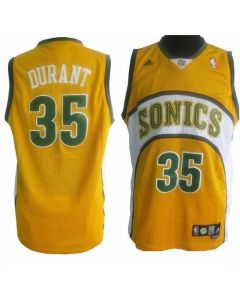 Thunder #35 Kevin Durant Yellow Seattle SuperSonics Style Stitched NBA Jersey