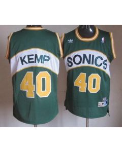 Thunder #40 Shawn Kemp Green SuperSonics Throwback Stitched NBA Jersey