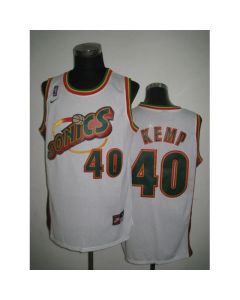 Thunder #40 Shawn Kemp White SuperSonics Throwback Stitched NBA Jersey