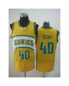 Thunder #40 Shawn Kemp Yellow SuperSonics Throwback Stitched NBA Jersey