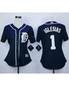 Tigers #1 Jose iglesias Navy Blue Fashion Women's Stitched MLB Jersey