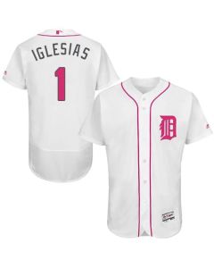 Tigers #1 Jose iglesias White Flexbase Authentic Collection 2016 Mother's Day Stitched MLB Jersey