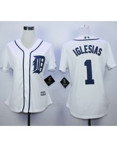 Tigers #1 Jose iglesias White Home Women's Stitched MLB Jersey