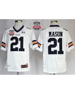 Tigers #21 Tre Mason White 2014 BCS Bowl Patch Stitched NCAA Jersey