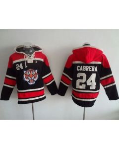 Tigers #24 Miguel Cabrera Black Sawyer Hooded Sweatshirt MLB Hoodie