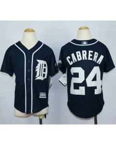 Tigers #24 Miguel Cabrera Navy Blue Cool Base Stitched Youth MLB Jersey