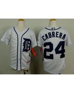 Tigers #24 Miguel Cabrera White Cool Base Stitched Youth MLB Jersey