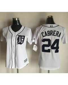 Tigers #24 Miguel Cabrera White Women's Fashion Stitched MLB Jersey