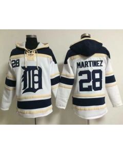 Tigers #28 J. D. Martinez White Sawyer Hooded Sweatshirt MLB Hoodie