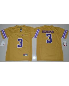 Tigers #3 Odell Beckham Jr Gridiron Gold Limited Legend Stitched Youth NCAA Jersey