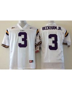 Tigers #3 Odell Beckham Jr White Stitched Youth NCAA Jersey
