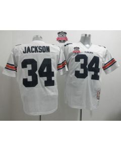 Tigers #34 Bo Jackson White Throwback 2014 BCS Bowl Patch Stitched NCAA Jersey