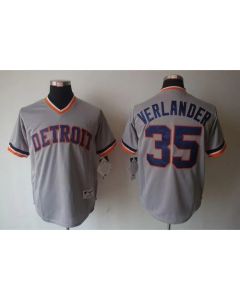 Tigers #35 Justin Verlander Grey 1970's Turn Back The Clock Stitched MLB Jersey