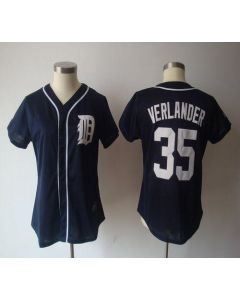 Tigers #35 Justin Verlander Navy Blue Women's Fashion Stitched MLB Jersey