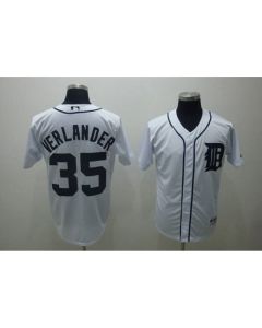 Tigers #35 Justin Verlander Stitched White MLB Jersey