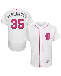 Tigers #35 Justin Verlander White Flexbase Authentic Collection 2016 Mother's Day Stitched MLB Jersey