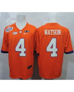 Tigers #4 Deshaun Watson Orange 1975-1978 Fuller 2016 College Football Playoff National Championship Patch Stitched NCAA Jersey