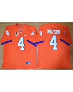 Tigers #4 Deshaun Watson Orange Limited 2016 College Football Playoff National Championship Patch Stitched NCAA Jersey
