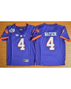 Tigers #4 Deshaun Watson Purple 2016 National Championship Stitched Youth NCAA Jersey