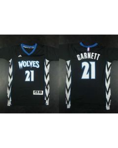 Timberwolves #21 Kevin Garnett Black Alternate Stitched NBA Jersey
