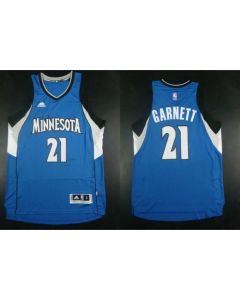 Timberwolves #21 Kevin Garnett Blue Road Stitched NBA Jersey
