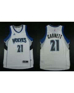 Timberwolves #21 Kevin Garnett White Home Stitched NBA Jersey