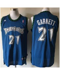 Timberwolves #21 Retro Garnett Blue Stitched NBA Jersey
