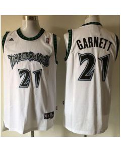 Timberwolves #21 Retro Garnett White Stitched NBA Jersey