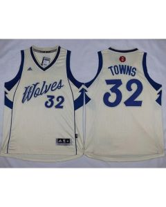 Timberwolves #32 Karl-Anthony Towns Cream 2015-2016 Christmas Day Stitched NBA Jersey