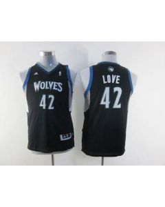 Timberwolves #42 Kevin Love Black Stitched Youth NBA Jersey