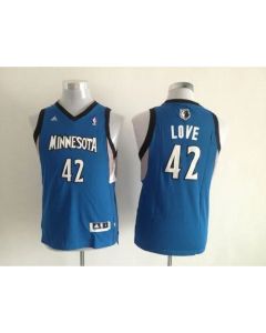 Timberwolves #42 Kevin Love Blue Stitched Youth NBA Jersey